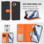 iPhone 17 Detachable Litchi Texture Magnetic Side-Patch Vegan Leather Phone Case - Black Orange