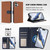 iPhone 17 Detachable Litchi Texture Magnetic Side-Patch Vegan Leather Phone Case - Brown Dark Blue