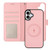 iPhone 17 Detachable Litchi Texture Magnetic Side-Patch Vegan Leather Phone Case - Mint Green Pink