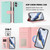 iPhone 17 Detachable Litchi Texture Magnetic Side-Patch Vegan Leather Phone Case - Mint Green Pink