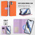iPhone 17 Detachable Litchi Texture Magnetic Side-Patch Vegan Leather Phone Case - Orange Purple