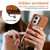 iPhone 17 Detachable Magnetic Card Bag Phone Case with Finger Ring Grip & Anti-loss Rope - Brown