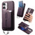 iPhone 17 Detachable Magnetic Card Bag Phone Case with Finger Ring Grip & Anti-loss Rope - Purple