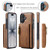 iPhone 17 DG.MING M5 Series Zip RFID Multi Card Detachable Leather Phone Case - Brown