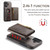 iPhone 17 DG.MING M5 Series Zip RFID Multi Card Detachable Leather Phone Case - Coffee