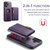 iPhone 17 DG.MING M5 Series Zip RFID Multi Card Detachable Leather Phone Case - Purple