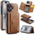 iPhone 17 DG.MING M6 Series RFID Tri-fold Card Bag Removable Leather Phone Case - Brown