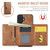 iPhone 17 DG.MING M6 Series RFID Tri-fold Card Bag Removable Leather Phone Case - Brown