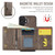 iPhone 17 DG.MING M6 Series RFID Tri-fold Card Bag Removable Leather Phone Case - Coffee