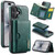 iPhone 17 DG.MING M6 Series RFID Tri-fold Card Bag Removable Leather Phone Case - Green