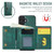 iPhone 17 DG.MING M6 Series RFID Tri-fold Card Bag Removable Leather Phone Case - Green