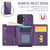 iPhone 17 DG.MING M6 Series RFID Tri-fold Card Bag Removable Leather Phone Case - Purple