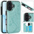 iPhone 17 Double Buckle Butterfly Embossing PU Phone Case - Green