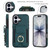iPhone 17 Elastic Card Bag Ring Holder Phone Case - Dark Green