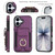 iPhone 17 Elastic Card Bag Ring Holder Phone Case - Purple