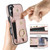 iPhone 17 Elastic Card Bag Ring Holder Phone Case - Rose Gold