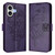 iPhone 17 Embossed Butterfly Leather Phone Case - Dark Purple