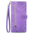 iPhone 17 Embossed Flower Zipper Leather Phone Case - Purple