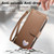 iPhone 17 Fantasy Love Heart Zipper Wallet Vegan Leather Phone Case with Strap - Brown