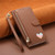 iPhone 17 Fantasy Love Heart Zipper Wallet Vegan Leather Phone Case with Strap - Brown