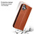 iPhone 17 Fierre Shann Cowhide Leather Flip Leather Phone Case - Brown