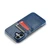 iPhone 17 Fierre Shann Retro Oil Wax Texture Card Slots PU Leather Phone Case - Blue