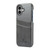 iPhone 17 Fierre Shann Retro Oil Wax Texture Card Slots PU Leather Phone Case - Grey