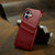 iPhone 17 Fierre Shann Retro Oil Wax Texture Card Slots PU Leather Phone Case - Red