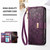 iPhone 17 Flowers Leaves Zipper Wallet Leather Phone Case with Strap - Purple