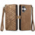 iPhone 17 Geometric Zipper Wallet Side Buckle Leather Phone Case - Brown