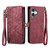 iPhone 17 Geometric Zipper Wallet Side Buckle Leather Phone Case - Red