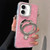 iPhone 17 Gilded Colorful Shell Patterned TPU+IMD Phone Case with Glitter Magnetic Holder - Pink