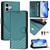iPhone 17 Honeycomb Embossing RFID Leather Phone Case - Peacock Green