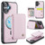 iPhone 17 JEEHOOD J05 Business Magnetic Style RFID Leather Phone Case - Pink