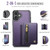 iPhone 17 JEEHOOD J12 Exquisite RFID MagSafe Zipper Card Bag Phone Case - Purple