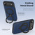iPhone 17 Knight Shield 360 Rotation Holder MagSafe RFID Leather Phone Case - Blue