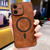 iPhone 17 Lambskin Faux Leather Magnetic Phone Case - Dark Brown