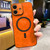 iPhone 17 Lambskin Faux Leather Magnetic Phone Case - Orange
