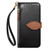 iPhone 17 Leaf Buckle Zipper Wallet Leather Phone Case with Strap - Black