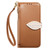 iPhone 17 Leaf Buckle Zipper Wallet Leather Phone Case with Strap - Brown