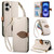 iPhone 17 Leaf Buckle Zipper Wallet Leather Phone Case with Strap - off-white