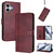 iPhone 17 Line Splicing Buckle Retro Leather Phone Case - Wine Red