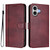 iPhone 17 Line Splicing Buckle Retro Leather Phone Case - Wine Red