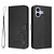 iPhone 17 Litter Panda Embossing RFID Leather Phone Case with Lanyard - Black