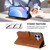 iPhone 17 Litter Panda Embossing RFID Leather Phone Case with Lanyard - Brown