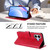 iPhone 17 Litter Panda Embossing RFID Leather Phone Case with Lanyard - Rose Red
