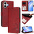 iPhone 17 Litter Panda Embossing RFID Leather Phone Case with Lanyard - Wine Red