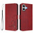 iPhone 17 Litter Panda Embossing RFID Leather Phone Case with Lanyard - Wine Red