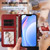 iPhone 17 Litter Panda Embossing RFID Leather Phone Case with Lanyard - Wine Red