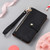 iPhone 17 Love Zipper Lanyard Leather Phone Case - Black